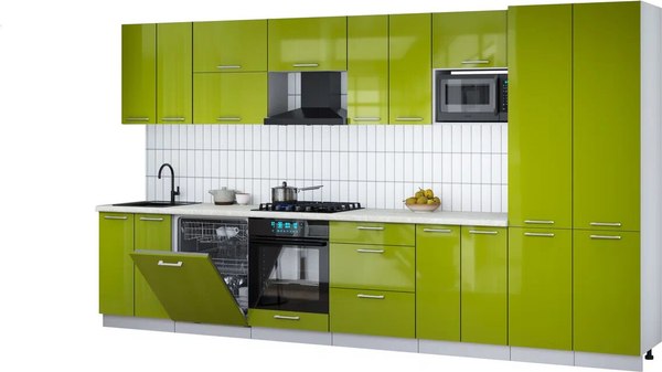 Кухонный гарнитур Интерлиния Мила Gloss 3.8-ПМ2 - фото