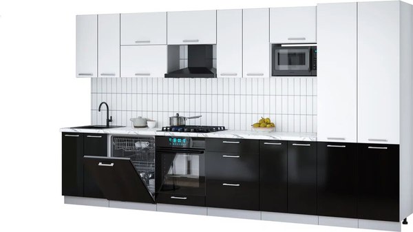 Кухонный гарнитур Интерлиния Мила Gloss 3.8-ПМ2 - фото