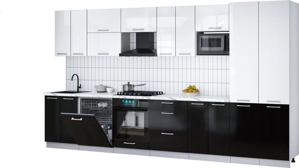 Кухонный гарнитур Интерлиния Мила Gloss 3.8-ПМ2 - фото