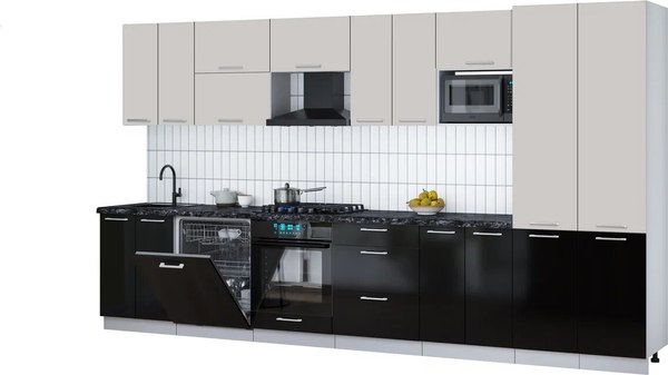 Кухонный гарнитур Интерлиния Мила Gloss 3.8-ПМ2 - фото