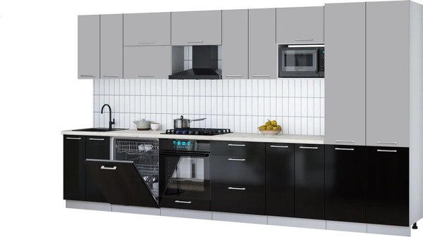Кухонный гарнитур Интерлиния Мила Gloss 3.8-ПМ2 - фото
