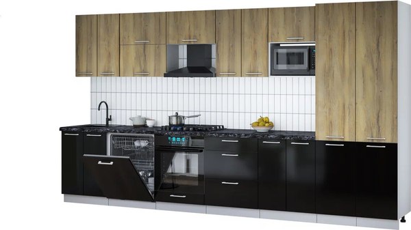 Кухонный гарнитур Интерлиния Мила Gloss 3.8-ПМ2 - фото