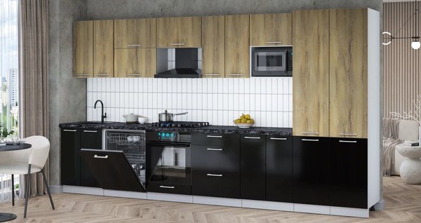 Кухонный гарнитур Интерлиния Мила Gloss 3.8-ПМ2