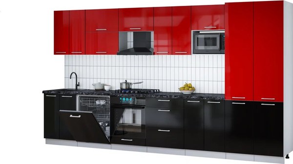 Кухонный гарнитур Интерлиния Мила Gloss 3.8-ПМ2 - фото