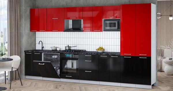 Кухонный гарнитур Интерлиния Мила Gloss 3.8-ПМ2