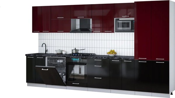 Кухонный гарнитур Интерлиния Мила Gloss 3.8-ПМ2 - фото