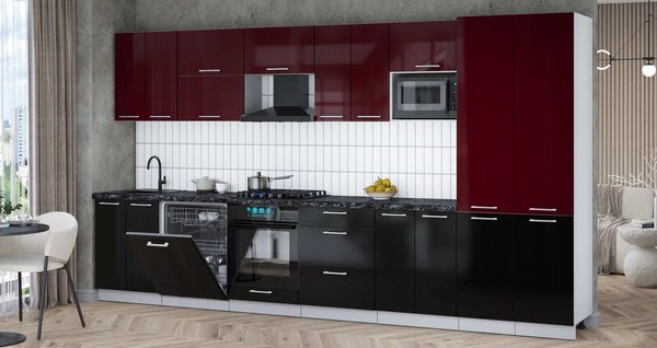 Кухонный гарнитур Интерлиния Мила Gloss 3.8-ПМ2