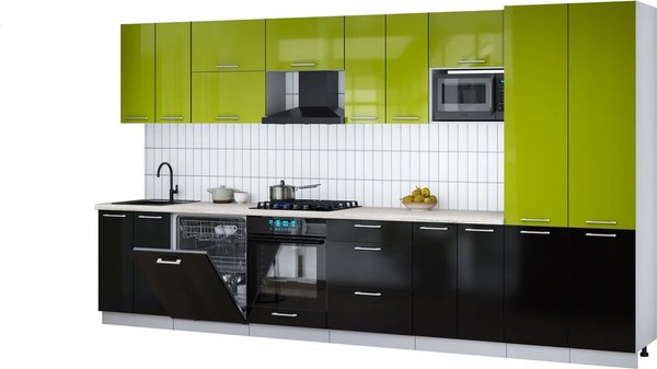 Кухонный гарнитур Интерлиния Мила Gloss 3.8-ПМ2 - фото