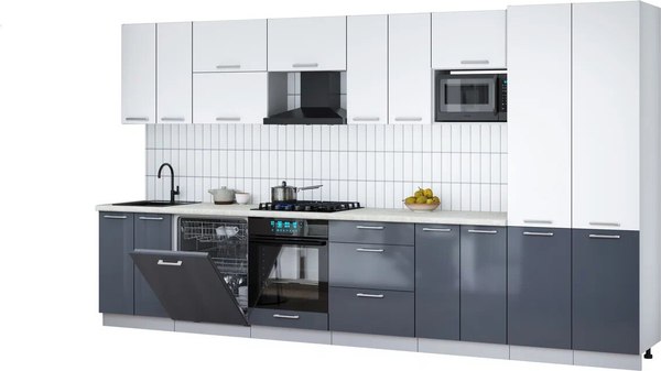 Кухонный гарнитур Интерлиния Мила Gloss 3.8-ПМ2 - фото