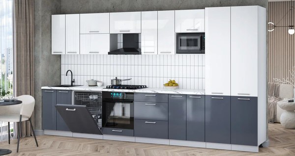 Кухонный гарнитур Интерлиния Мила Gloss 3.8-ПМ2