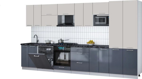 Кухонный гарнитур Интерлиния Мила Gloss 3.8-ПМ2 - фото