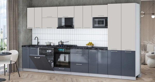 Кухонный гарнитур Интерлиния Мила Gloss 3.8-ПМ2