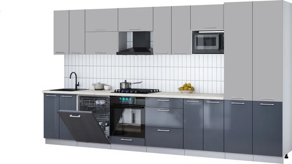 Кухонный гарнитур Интерлиния Мила Gloss 3.8-ПМ2 - фото