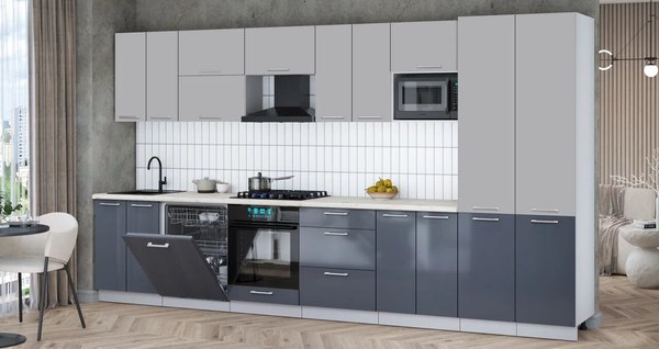 Кухонный гарнитур Интерлиния Мила Gloss 3.8-ПМ2