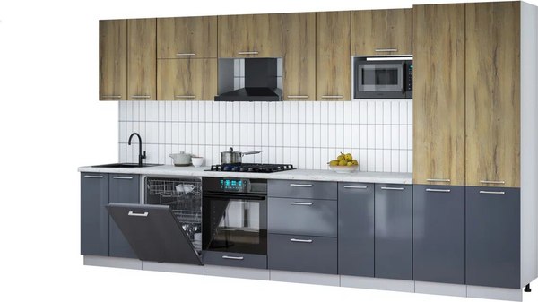 Кухонный гарнитур Интерлиния Мила Gloss 3.8-ПМ2 - фото