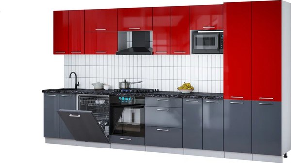 Кухонный гарнитур Интерлиния Мила Gloss 3.8-ПМ2 - фото