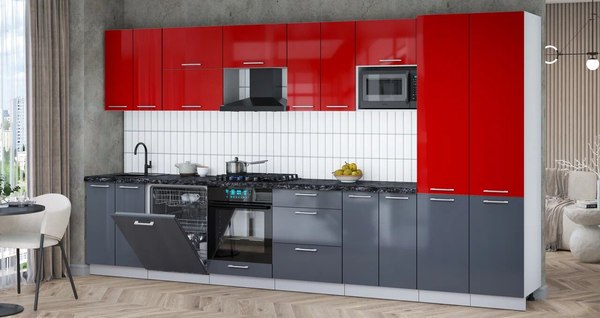 Кухонный гарнитур Интерлиния Мила Gloss 3.8-ПМ2