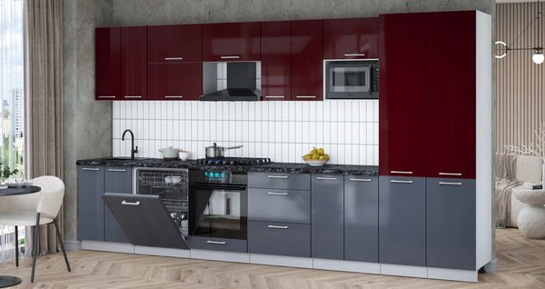 Кухонный гарнитур Интерлиния Мила Gloss 3.8-ПМ2