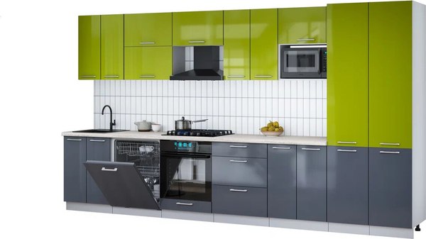 Кухонный гарнитур Интерлиния Мила Gloss 3.8-ПМ2 - фото