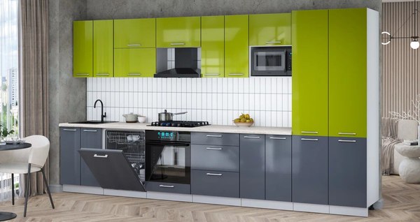 Кухонный гарнитур Интерлиния Мила Gloss 3.8-ПМ2