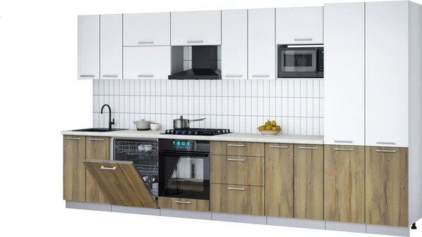Кухонный гарнитур Интерлиния Мила Gloss 3.8-ПМ2 - фото