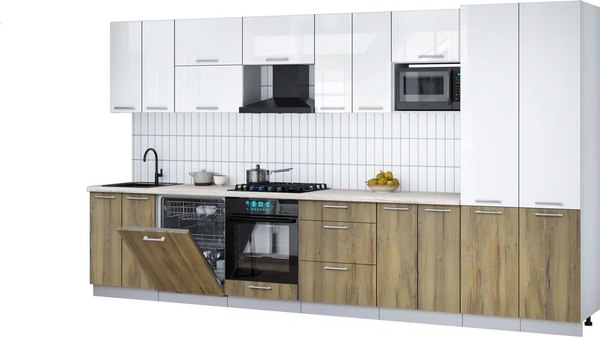 Кухонный гарнитур Интерлиния Мила Gloss 3.8-ПМ2 - фото
