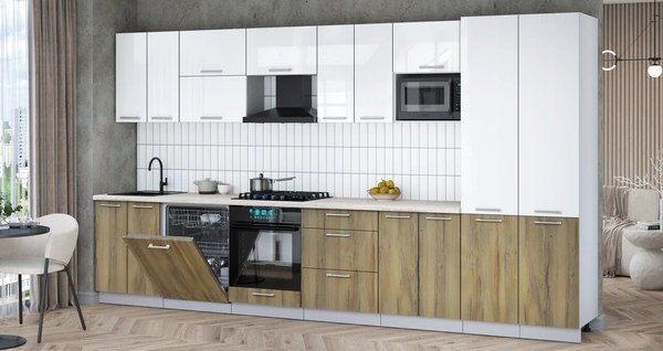 Кухонный гарнитур Интерлиния Мила Gloss 3.8-ПМ2