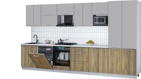 Кухонный гарнитур Интерлиния Мила Gloss 3.8-ПМ2 - фото