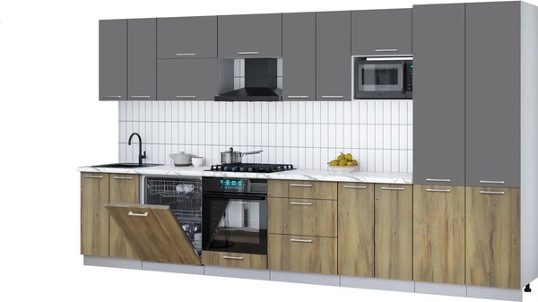 Кухонный гарнитур Интерлиния Мила Gloss 3.8-ПМ2 - фото