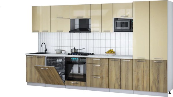 Кухонный гарнитур Интерлиния Мила Gloss 3.8-ПМ2 - фото