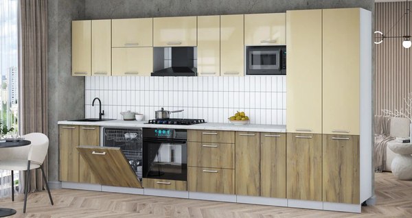 Кухонный гарнитур Интерлиния Мила Gloss 3.8-ПМ2