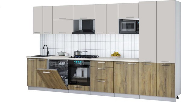 Кухонный гарнитур Интерлиния Мила Gloss 3.8-ПМ2 - фото