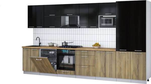 Кухонный гарнитур Интерлиния Мила Gloss 3.8-ПМ2 - фото