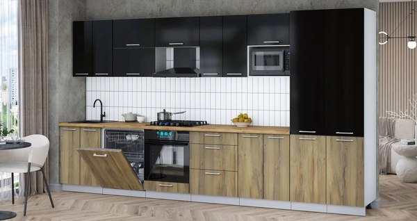 Кухонный гарнитур Интерлиния Мила Gloss 3.8-ПМ2