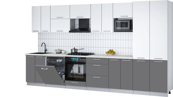 Кухонный гарнитур Интерлиния Мила Gloss 3.8-ПМ2 - фото