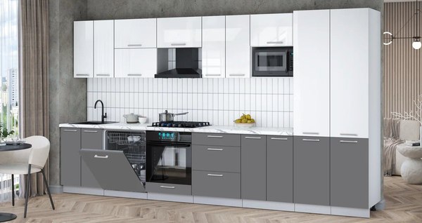 Кухонный гарнитур Интерлиния Мила Gloss 3.8-ПМ2