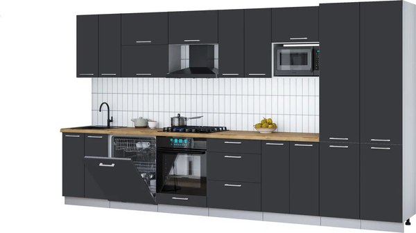 Кухонный гарнитур Интерлиния Мила Gloss 3.8-ПМ2 - фото