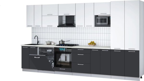 Кухонный гарнитур Интерлиния Мила Gloss 3.8-ПМ2 - фото