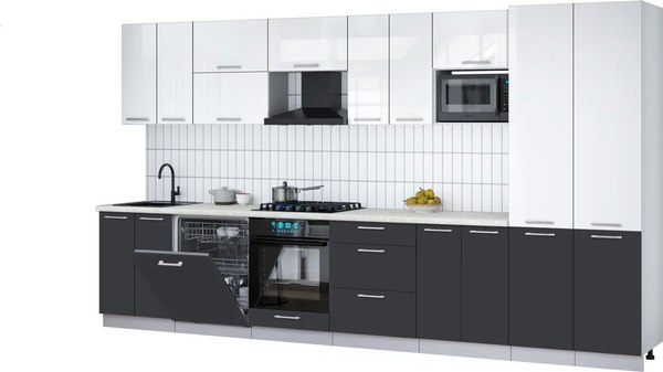 Кухонный гарнитур Интерлиния Мила Gloss 3.8-ПМ2 - фото