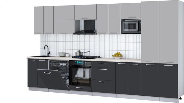 Кухонный гарнитур Интерлиния Мила Gloss 3.8-ПМ2 - фото