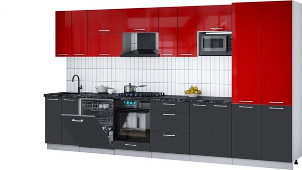 Кухонный гарнитур Интерлиния Мила Gloss 3.8-ПМ2 - фото