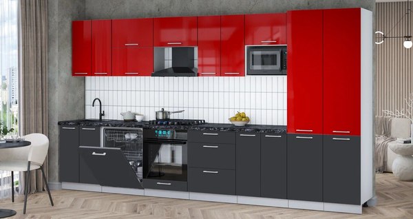 Кухонный гарнитур Интерлиния Мила Gloss 3.8-ПМ2