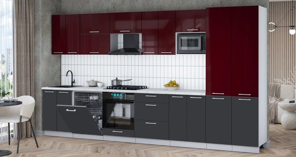 Кухонный гарнитур Интерлиния Мила Gloss 3.8-ПМ2