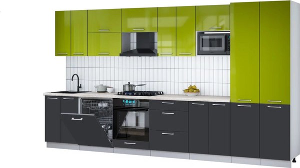 Кухонный гарнитур Интерлиния Мила Gloss 3.8-ПМ2 - фото