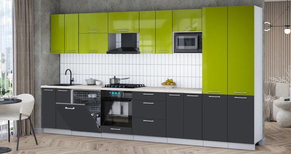 Кухонный гарнитур Интерлиния Мила Gloss 3.8-ПМ2