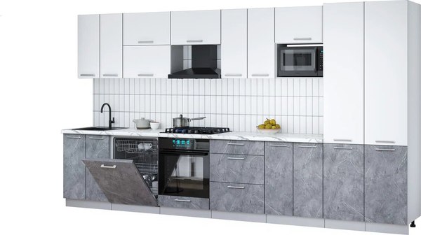 Кухонный гарнитур Интерлиния Мила Gloss 3.8-ПМ2 - фото