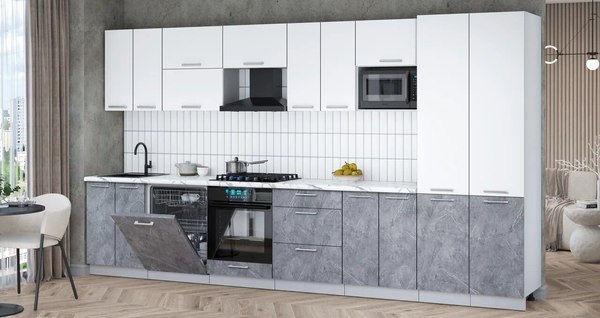 Кухонный гарнитур Интерлиния Мила Gloss 3.8-ПМ2