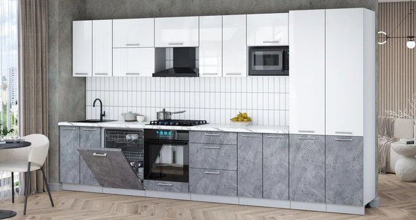 Кухонный гарнитур Интерлиния Мила Gloss 3.8-ПМ2