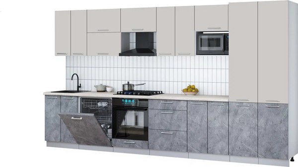 Кухонный гарнитур Интерлиния Мила Gloss 3.8-ПМ2 - фото