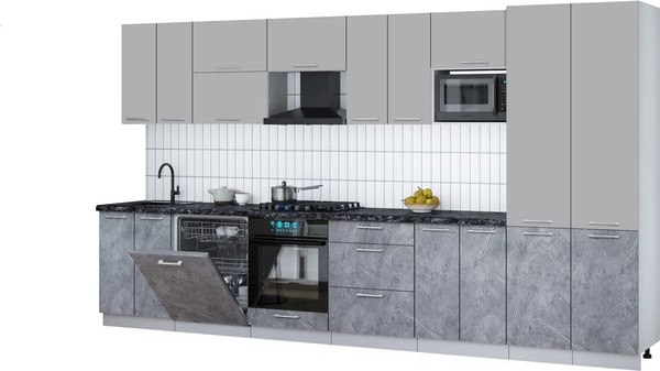 Кухонный гарнитур Интерлиния Мила Gloss 3.8-ПМ2 - фото